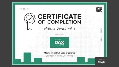 Fedorenko certficate Mastering DAX Video Course 6