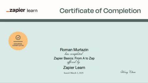 Murtazin Zapier certificate 2